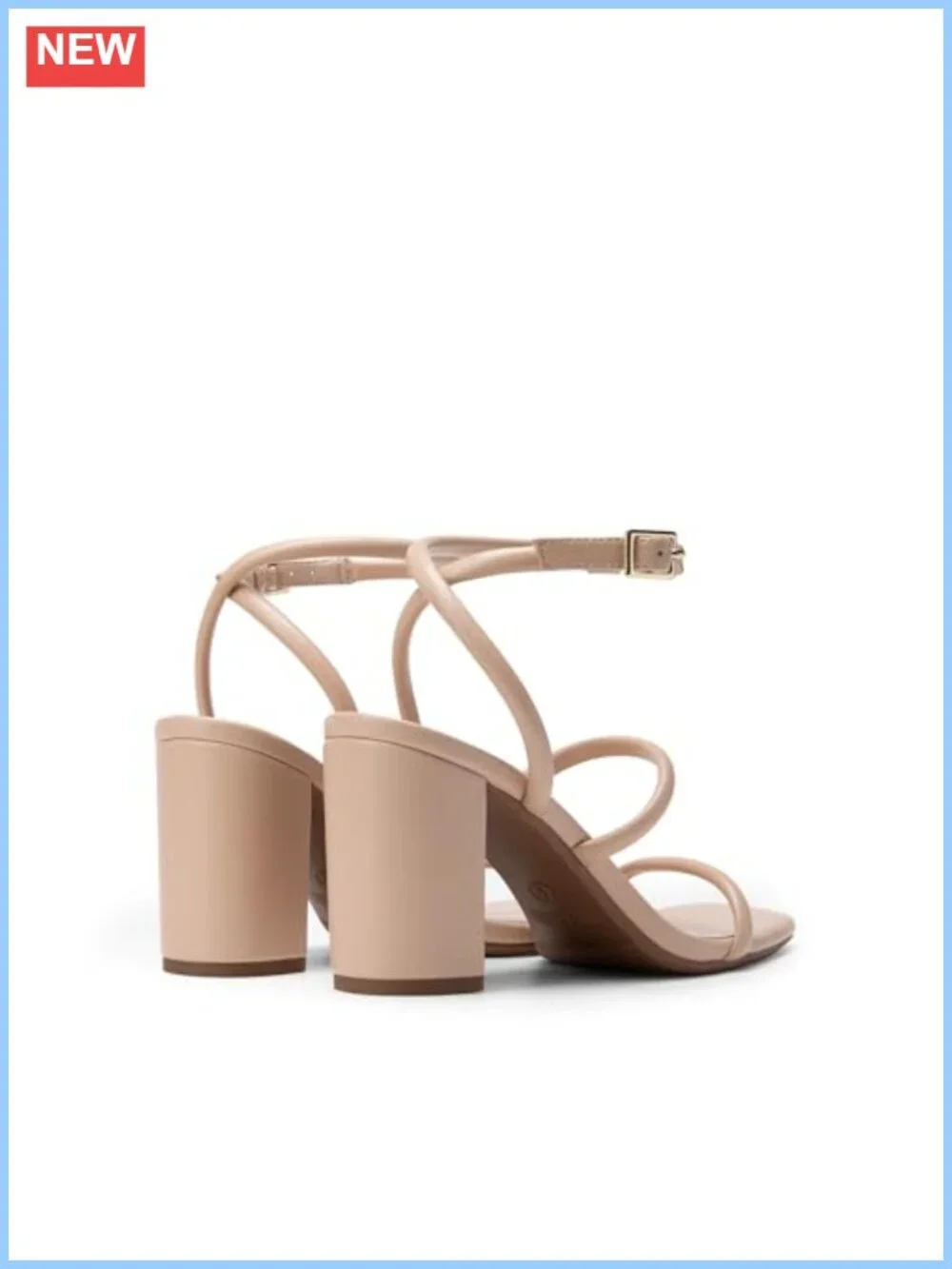Chunky Heel Square Open Toe Strappy Ankle Strap Sandals Faux Leather